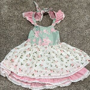 Floral Dress with Pink and Green Accents